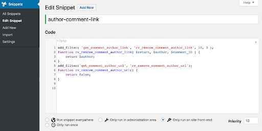 حذف لینک نویسنده نظرات در وردپرس