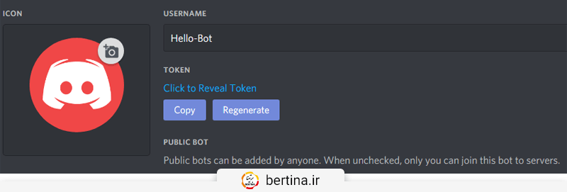 پس از ورود به این زیر منو، دکمه دیگری با عنوان Add Bot وجود خواهد داشت. با انتخاب آن، یک ربات را با موفقیت به دیسکورد اپ خود اضافه خواهید کرد.